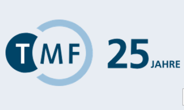 TMF blauer Schriftzug mit 25 Jahre
