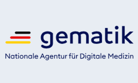 deutschland fahne und dunkelblauer schriftzug gematik