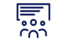 Icon, Drei Figuren stehen vor Tafel