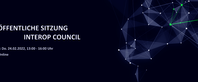 Eckdaten der Veranstaltung auf blauem Hintergrund mit Grafik die weiße Punkte mit Strichen zu einem dreidimensionalen Netz verbindet