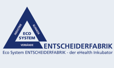 Dreieck und Entscheiderfabrik schriftzug in blau